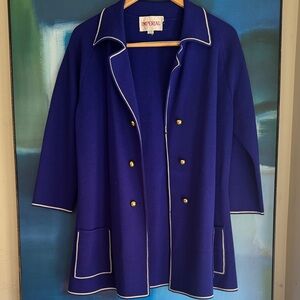 Vintage Imperial Women's Royal Blue Jacket with Gold Accents